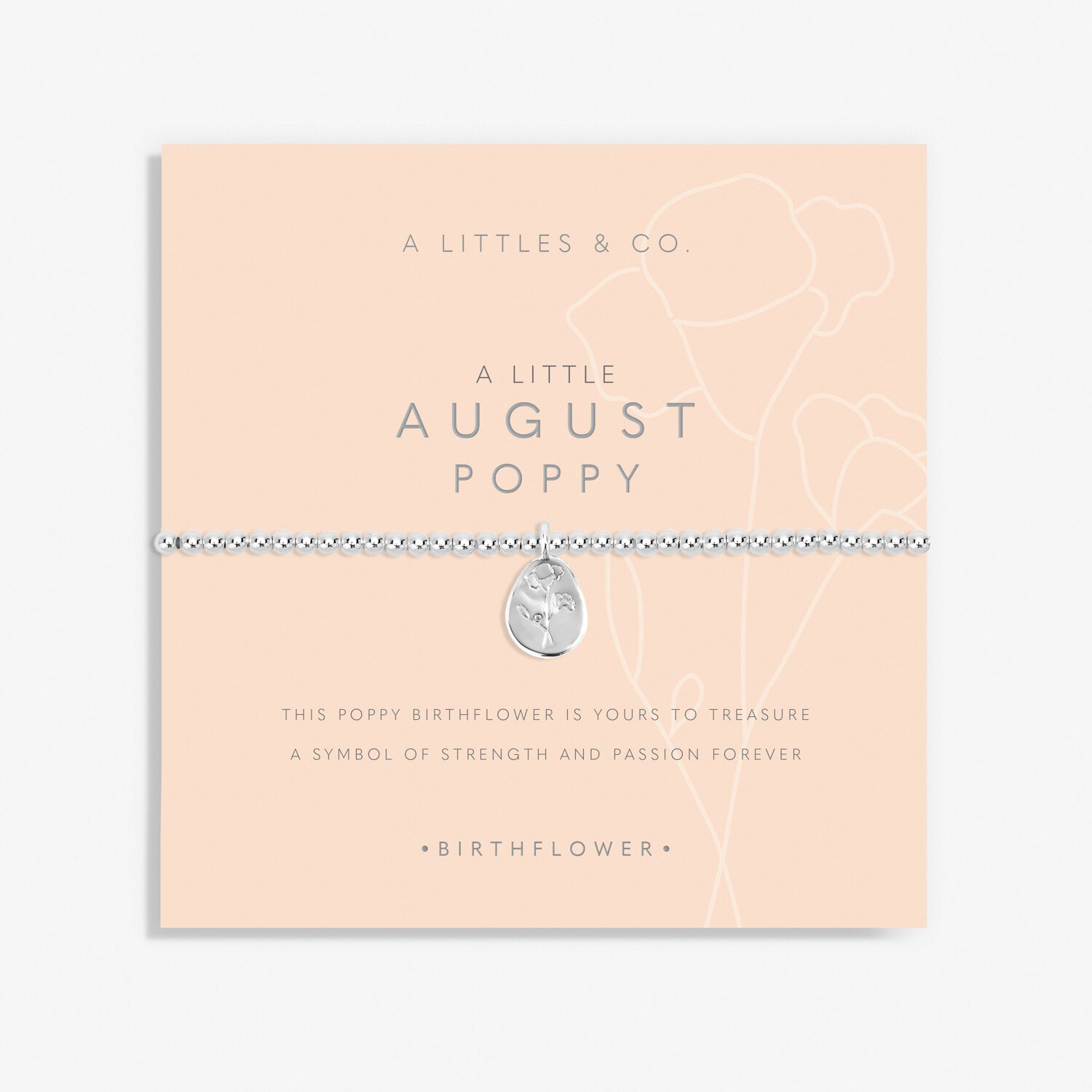 A Littles & Co. Bracelet - Birthflower Aug Poppy Slvr