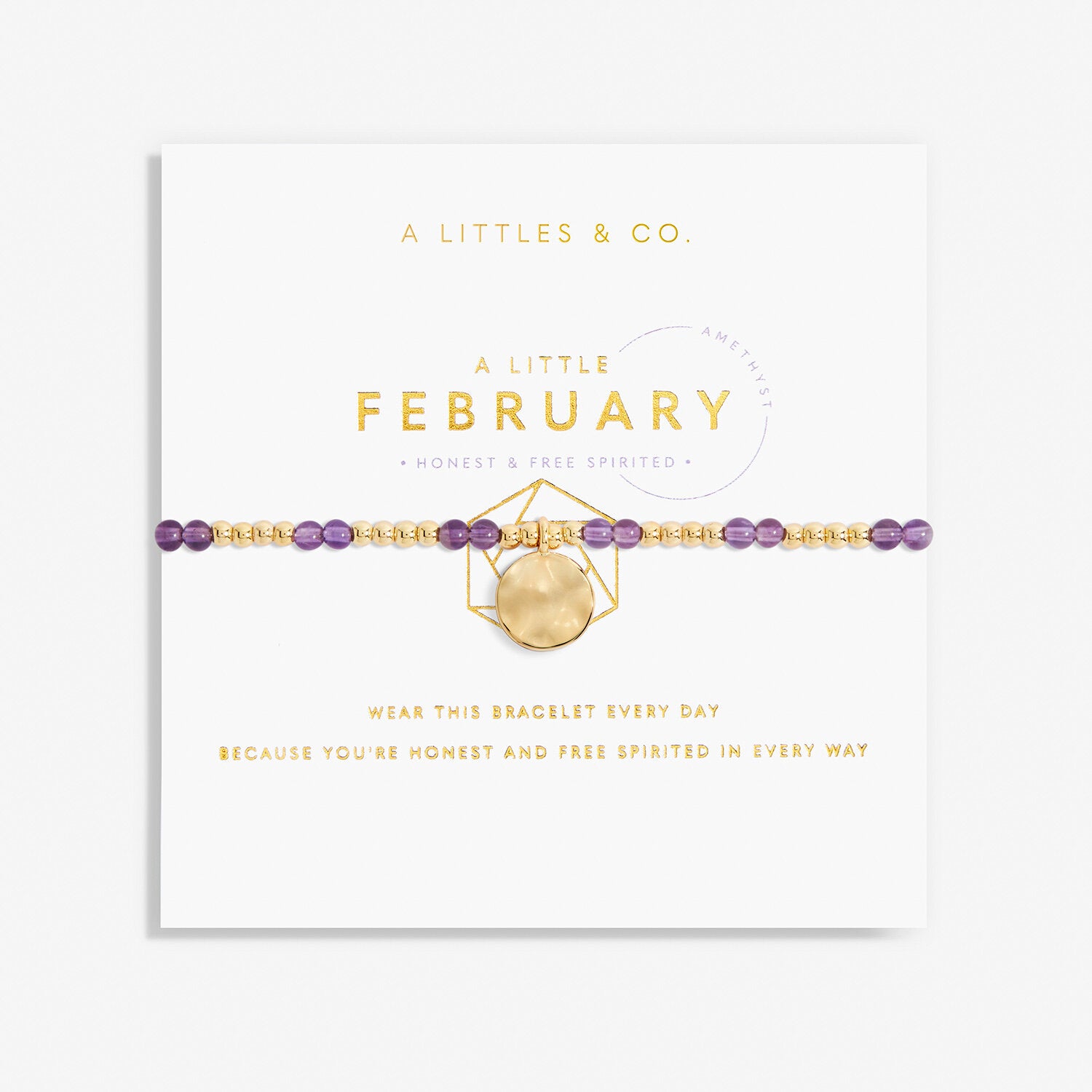 A Littles & Co. Bracelet - Birthstone Feb Amethyst Gld