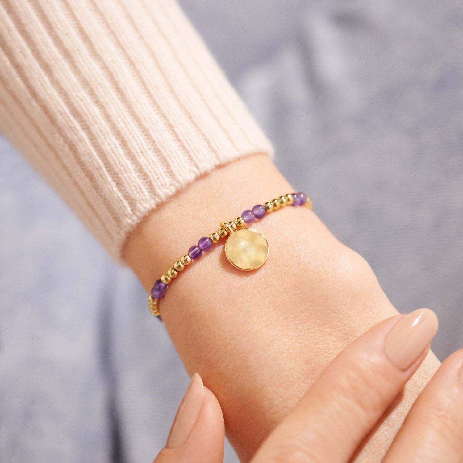 A Littles & Co. Bracelet - Birthstone Feb Amethyst Gld