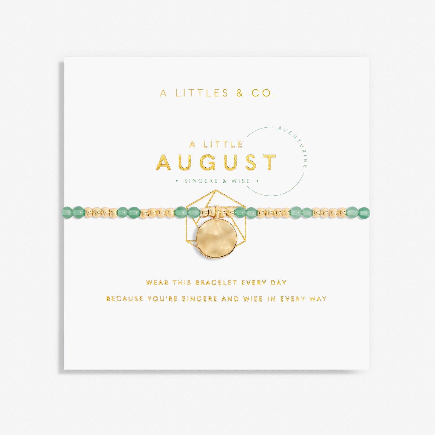 A Littles & Co. Bracelet - Birthstone Aug Aventurine | Gold