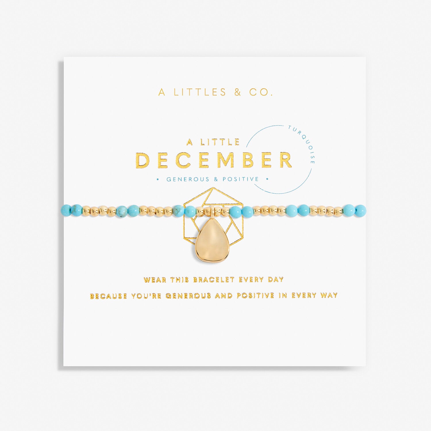 A Littles & Co. Bracelet - Birthstone Dec Turquoise Gld