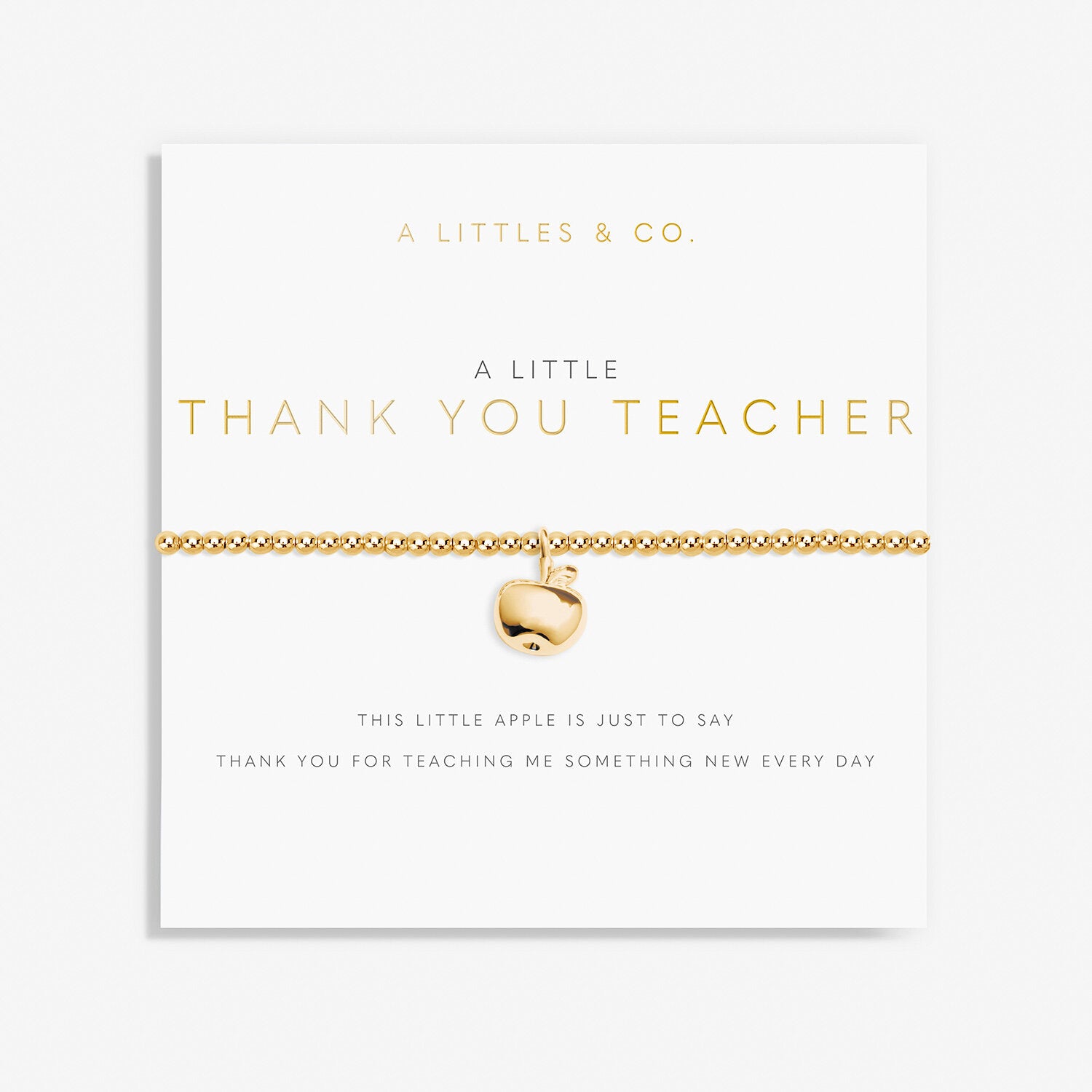 A Littles & Co. Bracelet - Thank You Teacher Apple Gold