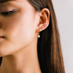 Load image into Gallery viewer, Gold-Plated Hoops - Amari Pearl Huggie Drop
