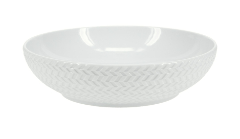 Bowl - Shallow White Chevron 8"