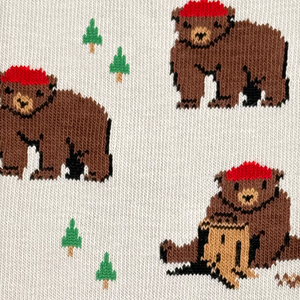 Men's Midcalf Socks - Bear in Hat & Trees