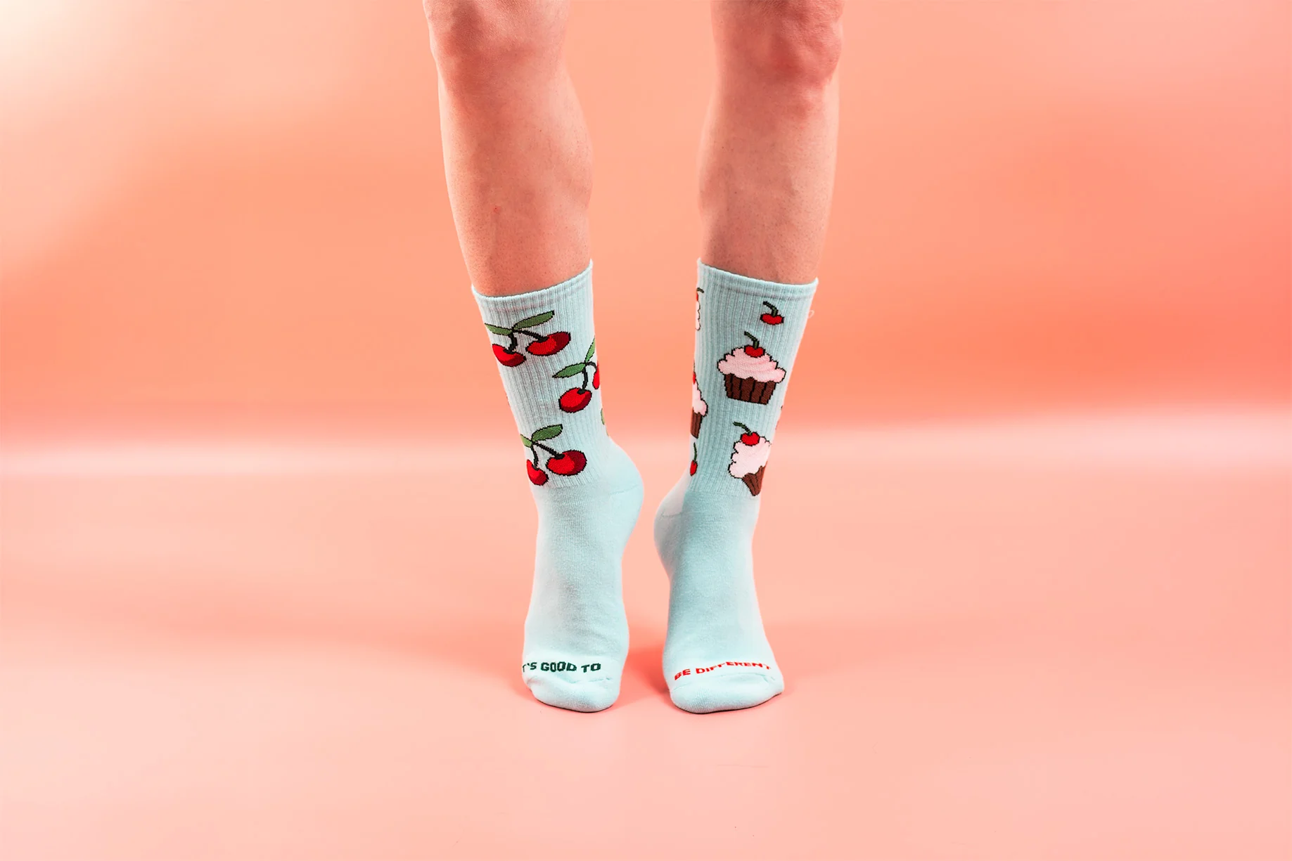 Women's Athletic Socks - Cherry & Cupcake