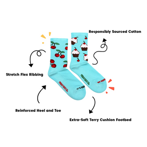 Women's Athletic Socks - Cherry & Cupcake