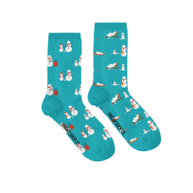 Women's Holiday Crew Socks - Snowman Vacation