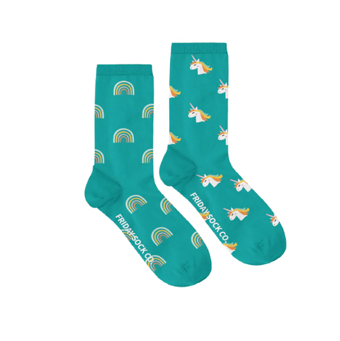 Women's Crew Socks - Magical Unicorn & Rainbow
