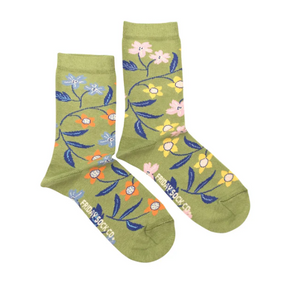 Women's Crew Socks - Flower Vine