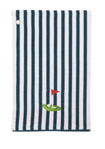 Load image into Gallery viewer, Terry Golf Towel - Blue Stripes | Flag &amp; Green
