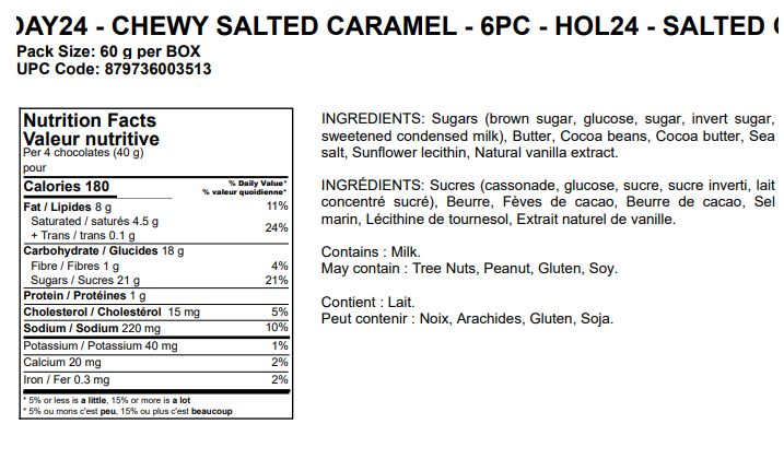 Jacek Chocolate - 6pc Holiday Chewy Caramels