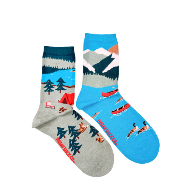 Women's Crew Socks - Canada Mountain Scene