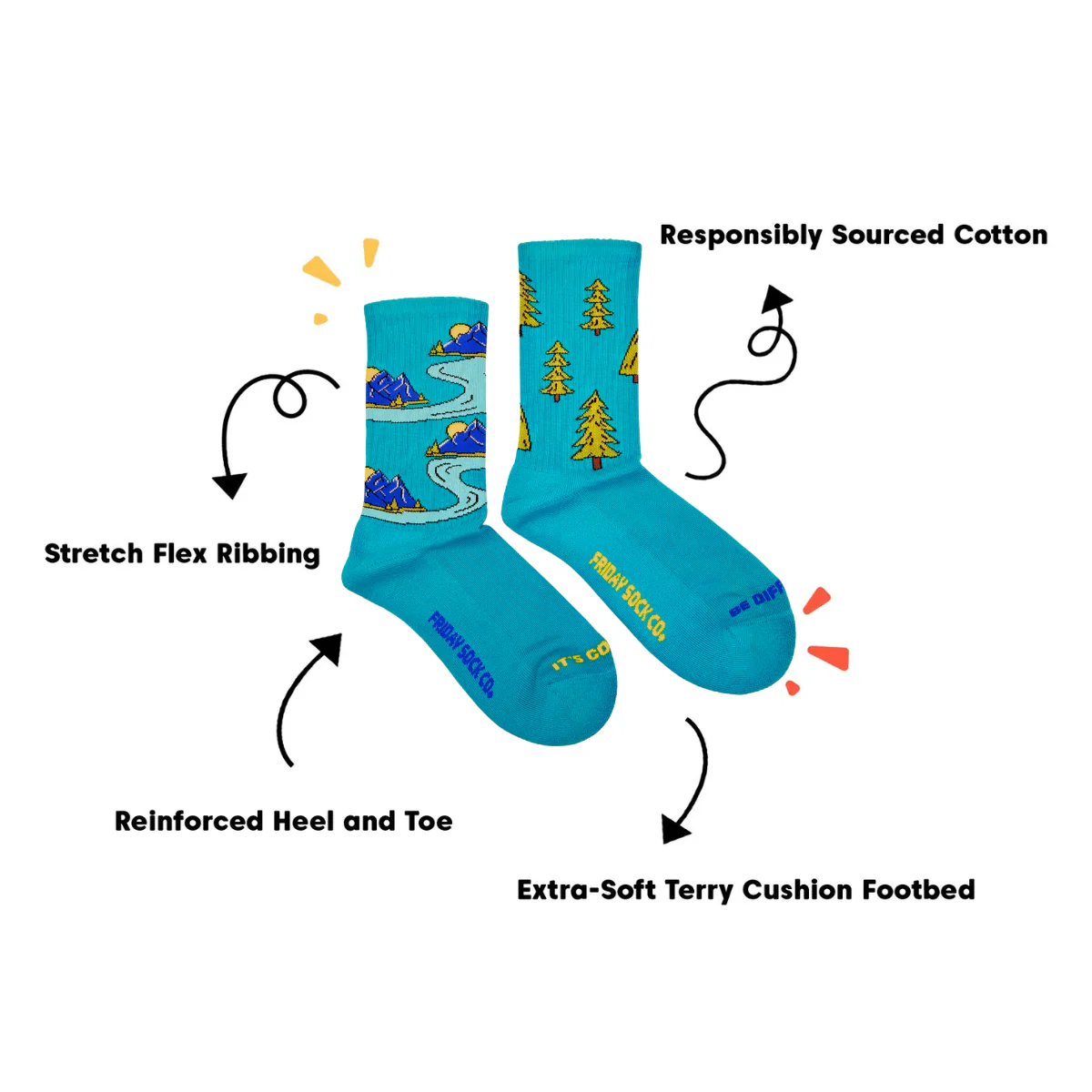 Women's Athletic Socks - Mountains & Trees