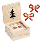 Load image into Gallery viewer, Treasure Box Earrings - Winter Wonderland Bows
