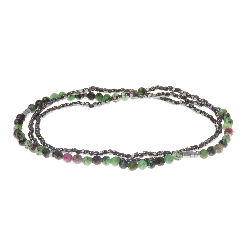 Scout Bracelet - Delicate Ruby Zoisite | Pyrite