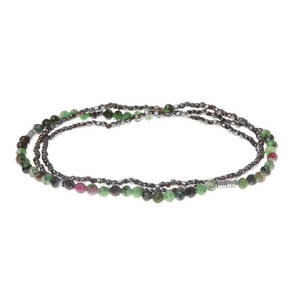 Scout Bracelet - Delicate Ruby Zoisite | Pyrite