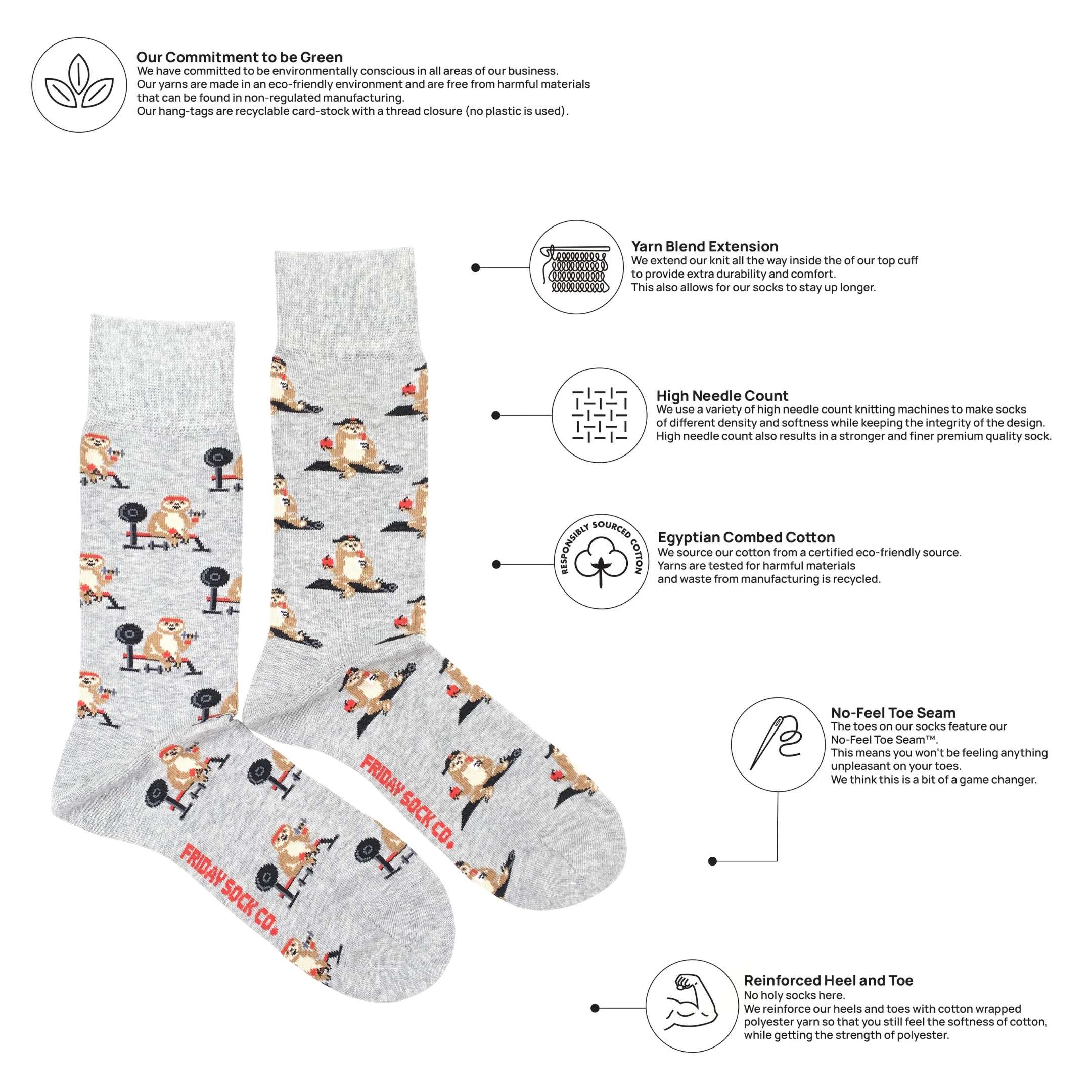Men's Midcalf Socks - Sloth Working Out