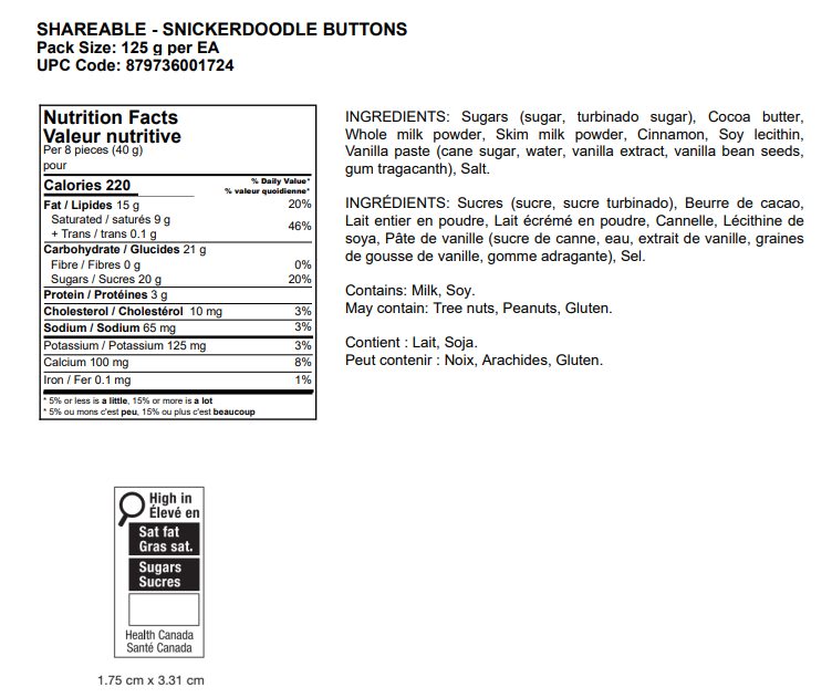 Jacek Chocolate - Buttons Snickerdoodle