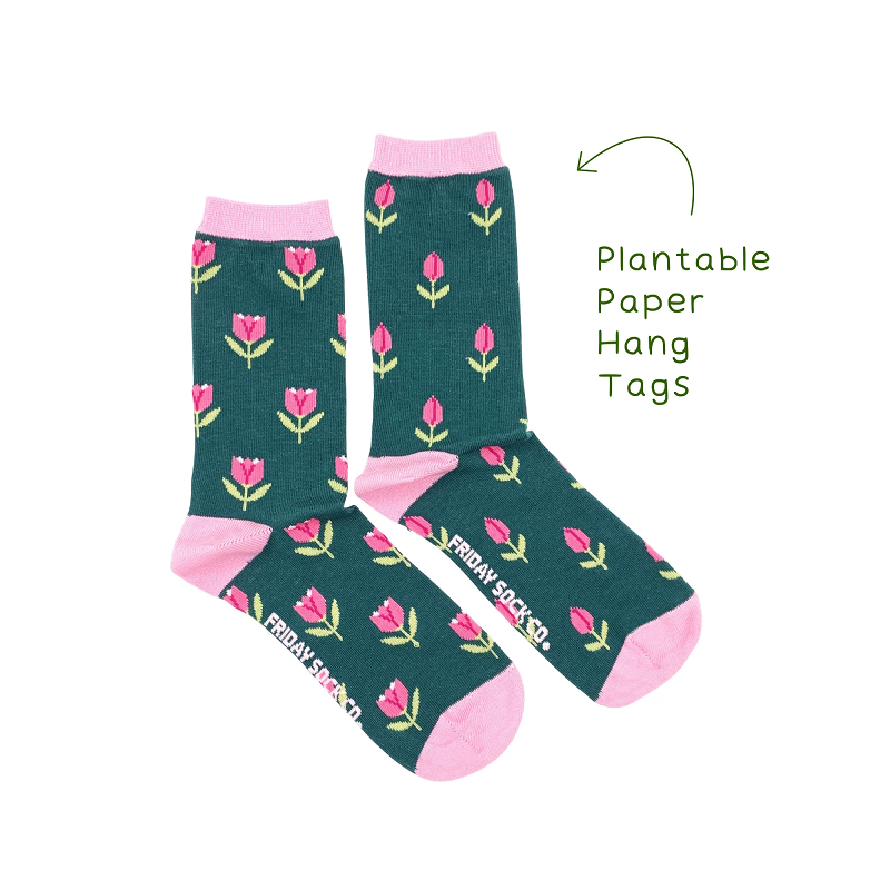 Women's Crew Socks - Floral Tulip