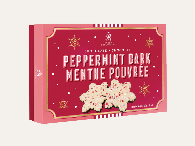 Saxon - Bark Peppermint Snowflake Box 12pc