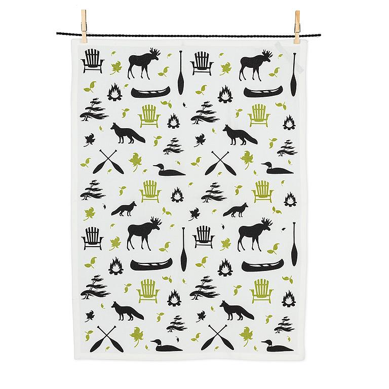 Tea Towel - Canadian Icons Green