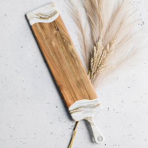 Baguette Acacia Cheese Board - Gold Quartz