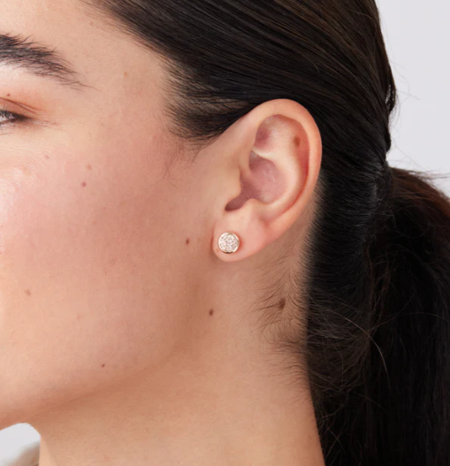 H&B Sparkle Bezel Stud Earrings - 8mm