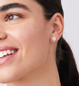 H&B Sparkle Bezel Stud Earrings - 8mm