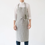 Load image into Gallery viewer, Chef Apron - Thin Black Stripes Linen
