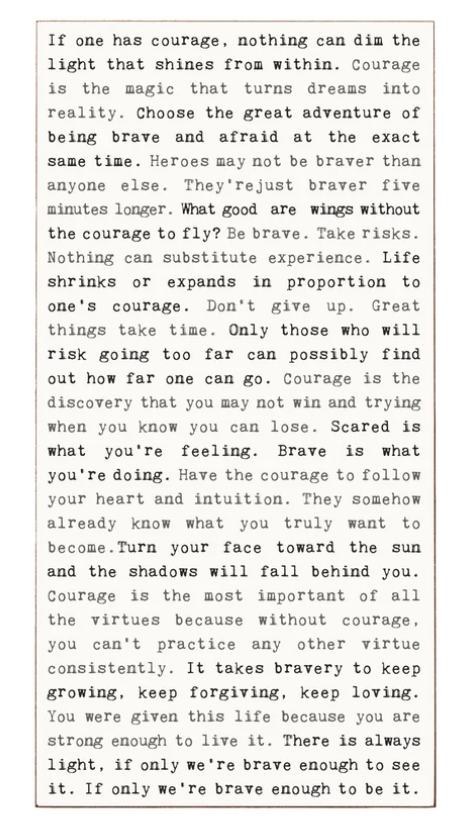 Typewriter Sign - Courage
