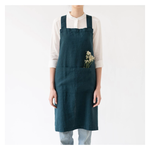 Load image into Gallery viewer, Crossback Apron - Deep Water Washed Linen
