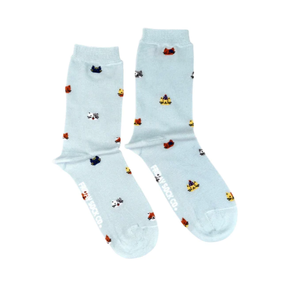 Women's Crew Socks - Tiny Cat Party