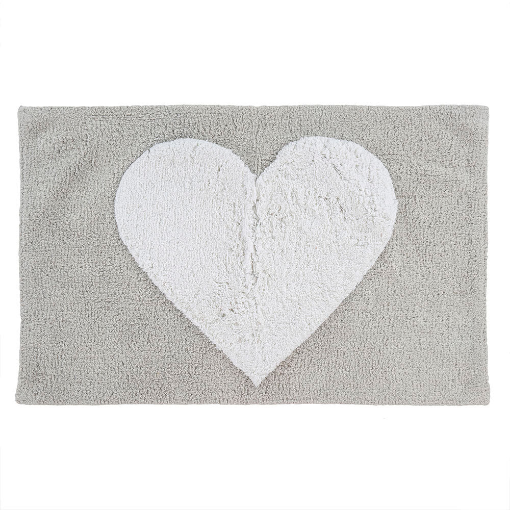 Bath Mat - Heart White/Grey