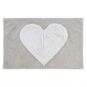 Bath Mat - Heart White/Grey