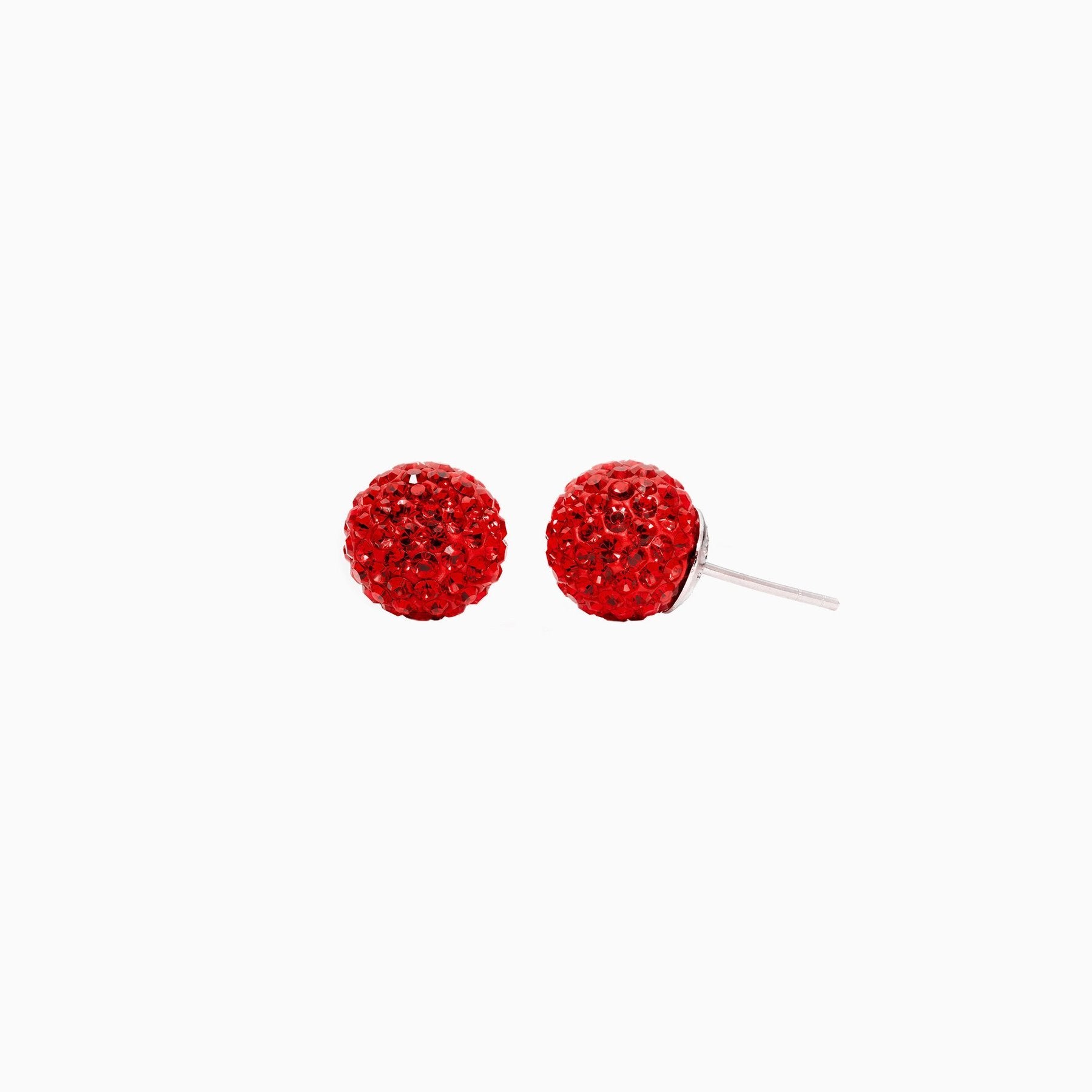 H&B Sparkle Ball™ Stud Earrings - 10mm Red