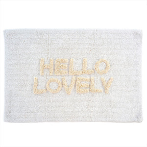 Bath Mat - Hello Lovely White/Natural