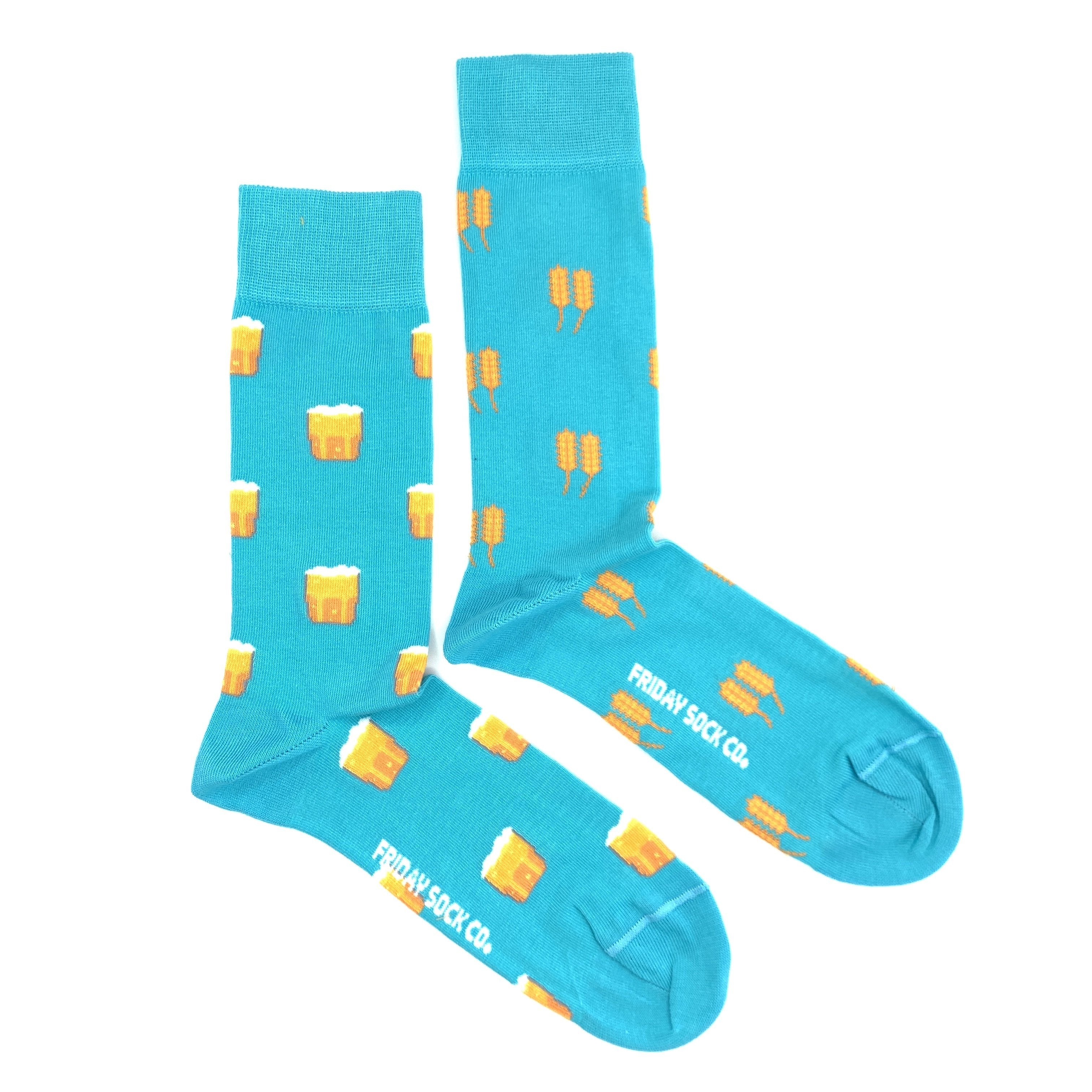Men's Midcalf Socks - Beer Wheat Turquoise