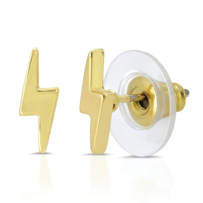 Earrings - Gold Electric Bolt Studs