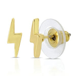 Load image into Gallery viewer, Earrings - Gold Electric Bolt Studs
