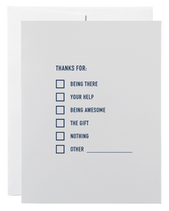 Classy Cards - Thanks Checklist English