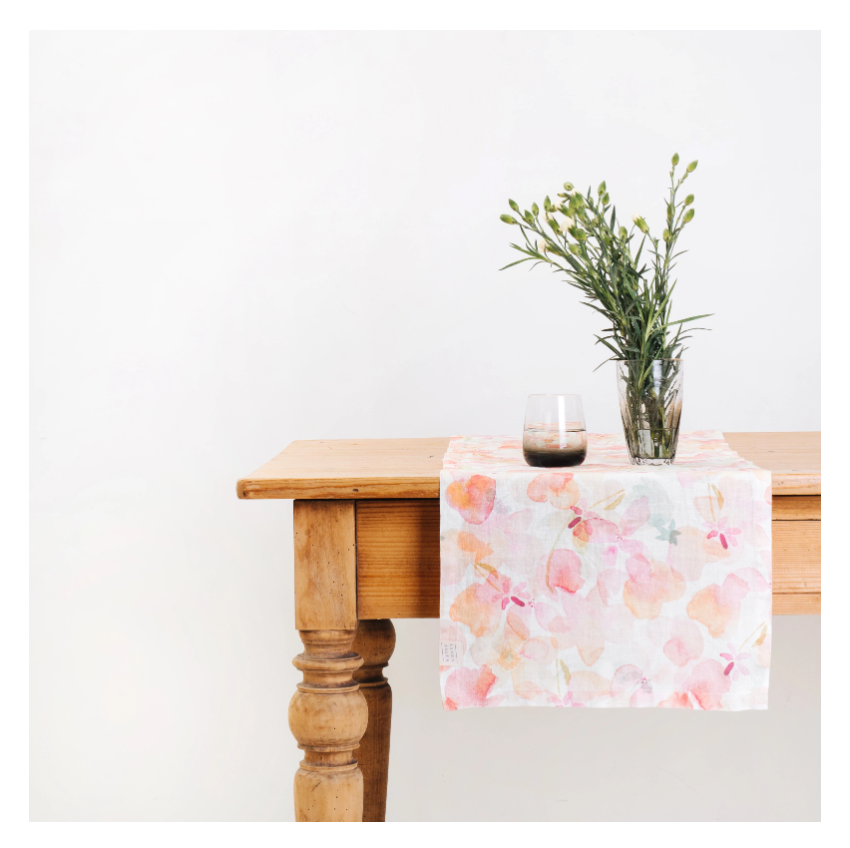 Table Runner - Floral Washed Linen