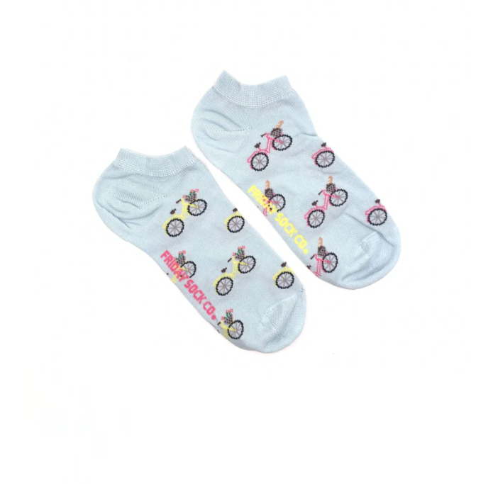 Women's Ankle Socks - Pink Yellow Bicycle
